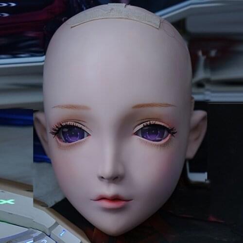 KM117)Quality Handmade Female/Girl Resin Half Head Japanese Cartoon Character Cosplay BJD Doll Kigurumi Mask Crossdresser