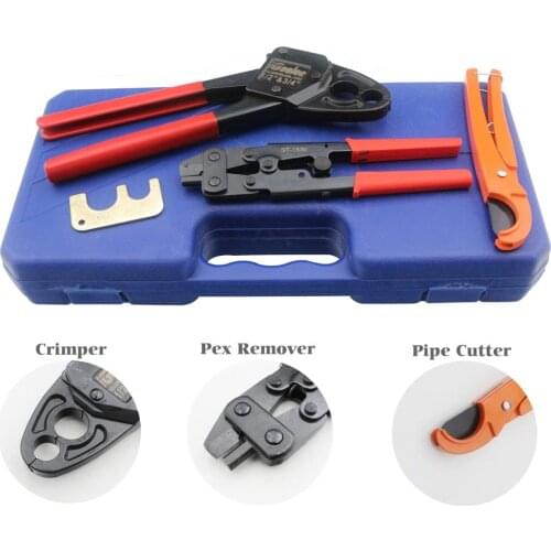 IGeelee Combo Angle Head PEX Pipe Crimping Tool for 1/2" & 3/4" Pex Removal Tool with Go/No-Go Gauge with PEX Pipe Cutter