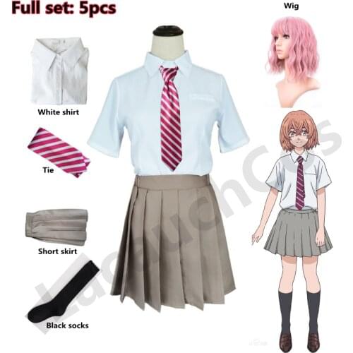 Anime Tokyo Revengers Cosplay Costume Tachibana Hinata School Uniform Shirt Pants Skirt Suit Outfits Wigs