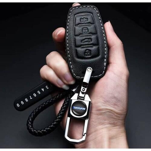 Leather car key case Remote key cover keychain for Haval F7x F7 H9 H5 H4 H2 H6 JOLION F5 M6 H7 GMW Car accessories 2020 - 2022