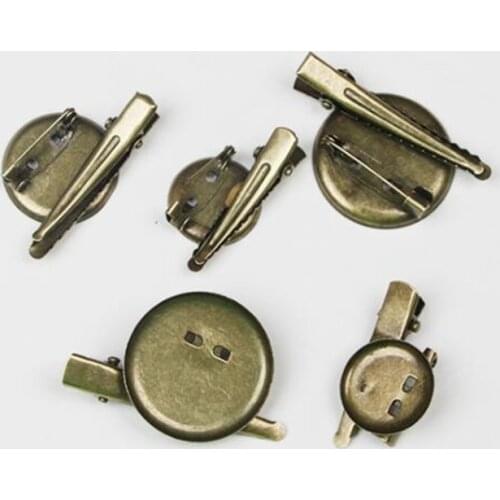 20pcs/lot 20mm 24mm 30mm Rhodium Round Filigree Brooch Cabochon Base Blank Tray With Safe Lock Pin Back & Clip Diy Jewelry