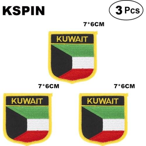 Kuwait Shiled Shape flag patches national flag patches for Cothing DIY Decoration