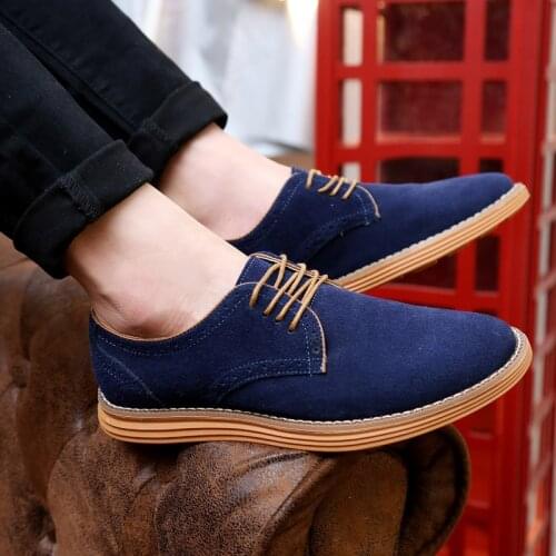 M-anxiu Fashion Men Casual Suede Leather Shoes 2020 High Quality Men Flats Lace Up Male Bullock Men Leather Shoes Big Size 38-48