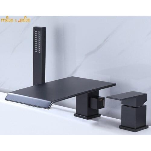 Bathroom Matte black bathtub faucet square black bathtub mixer tap black shower faucet set black faucet tap waterfall bathtub