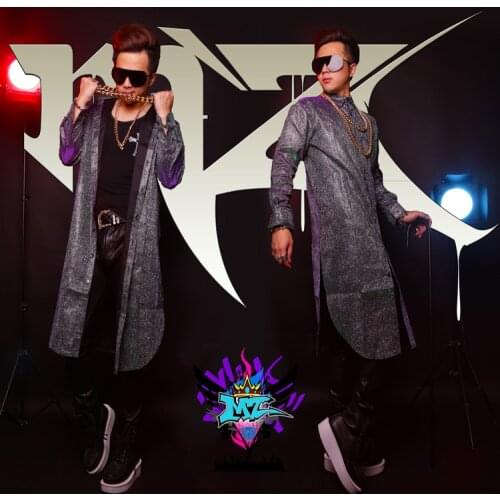 2020 new large size rock dj male singer performance clothing personality sequins mens slim shirt jacket nightclub bar stage tid