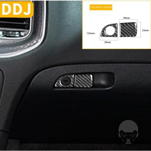 For Dodge Charger Carbon Fiber Interior Sticker 2011-2014 LD SXT SRT8 Co-pilot Glove Box Handle Cover Stickers Car Accessories
