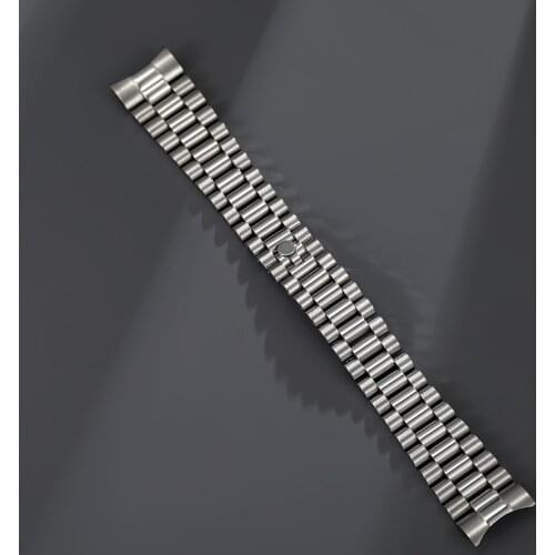 20mm Solid Stainless Steel President Watch Band Strap Curved End fit for RLX Watch