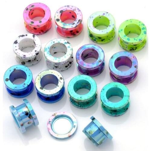 2Pcs Acrylic 3D Printing Ear Gauges 2-12mm Ear Plug Tunnel Earrings Gauges Mixes Color Body Piercing Jewelry Piercing Promotion