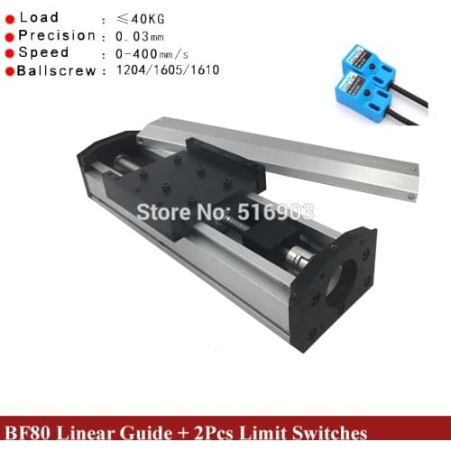 Free Ship 50-800mm Effective Stroke 1204 1605 1610 Ballscrew Sealed Dustproof Linear Guide Rail Motion Slide Module CNC XYZ Aixs