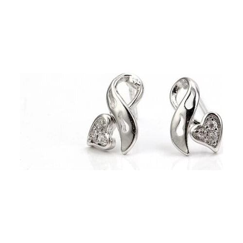 MxGxFam Korean Style Sweet Heart Stud Earrings Jewelry (11*7*11mm) to Charming Women for Free Shipping