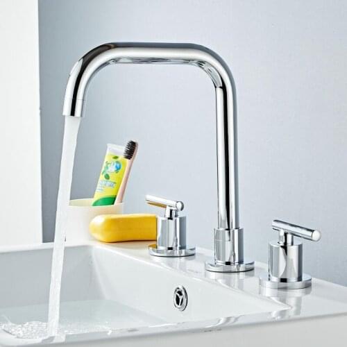 Vidric Basin Faucets gold Sink Mixer North American style Bathroom Sink Faucet widespread 3 Hole Bathroom basin Mixer