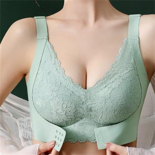 New Traceless push up Sports bra front buckle adjustment gathered correction bra Latex Underwear Women Without Steel Ring