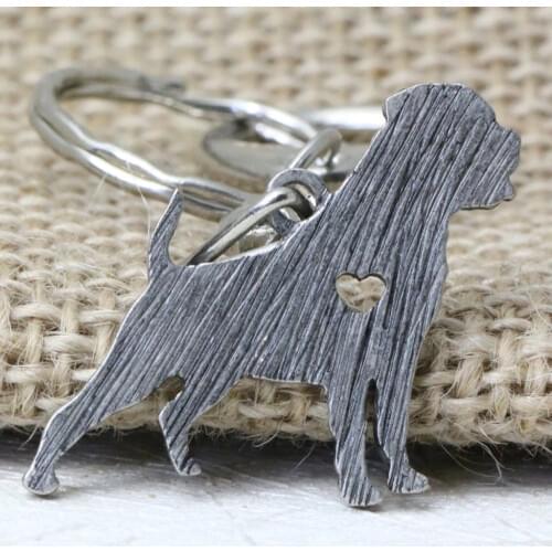 Tkuamigo Cute Metal Rottweiler KeyChain Pet Dog Key Chain Animal Shape Chain Keychains For Pet Lover Car Gift
