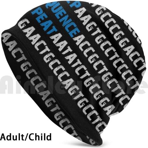 Eat Sleep Sequence Repeat-Bioinformatics Genome Dna Blue Grey Beanies Knit Hat Hip Hop Genome Bioinformatics
