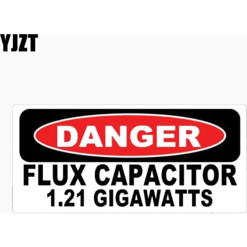 YJZT 15.7CM*7CM Amusing DANGER FLUX CAPACITOR 1.21 GIGAWATTS Reflective Car Sticker C1-7691