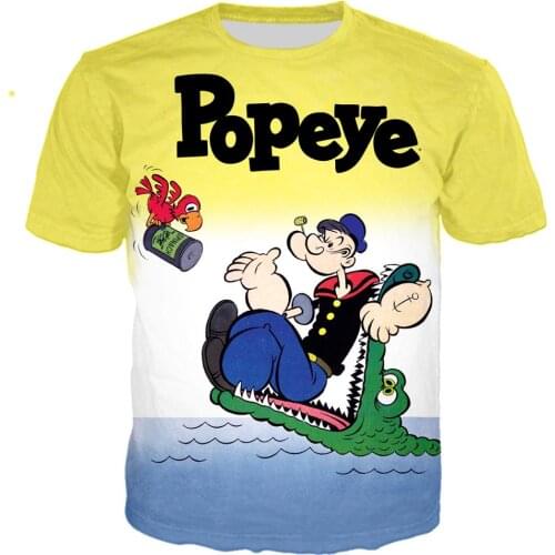 Funny Popeye Cool 3D Print T shirt Men/women Summer Streetwear T-shirt Man Punk Crewneck Tshirt Clothes Oversized Tops 5XL5XL
