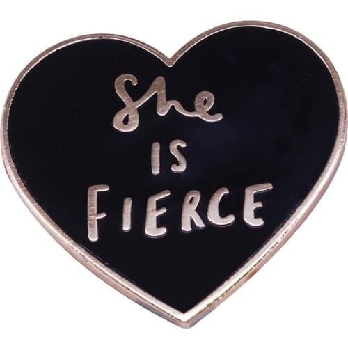 She Is Fierce - Heart Enamel Pin Self Love Statement Brooch Simple Stylish Feminist Women Accessory