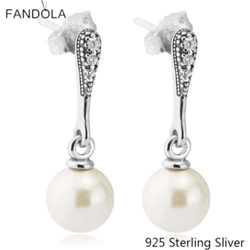 CKK 925 Sterling Silver Freshwater Pearl Drop Earrings Original Jewelry Making For Women Wedding Gift