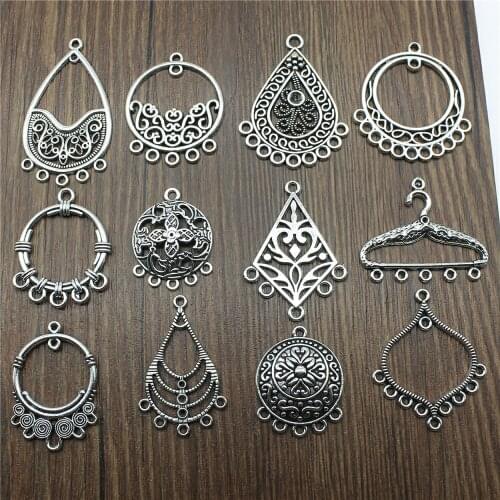 10pcs Earring Connector Charms Antique Silver Color Earring Charms Connector For Jewelry Making