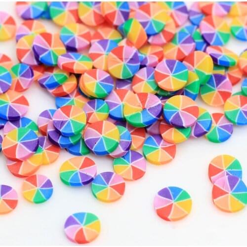 100g Rainbow Round Candy Slice Polymer Clay Sprinkles for Crafts DIY Nail Arts Accessories Soft Clay Crystal Mud Material 5mm