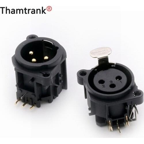 100pcs XLR Connector Black Plastic 3pin XLR Male/Female Jack Socket Panel Mount Type with PUSH button Speaker Plug