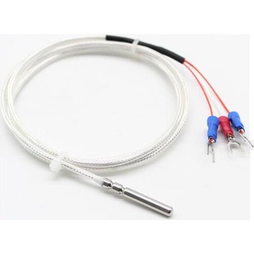 2 Meters 3 Wires with PTFE Cable PT100 Temperature Sensor Coated Probe 40mm*3mm Length*Dia. -50-200 centigrade iSentrol