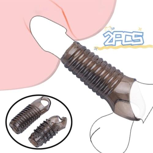 2PCS Penis Ring Reusable Penis Sleeve Enlargement Delay Ejaculation Male Cock Rings Scrotum Stretcher Sex Toys for Men