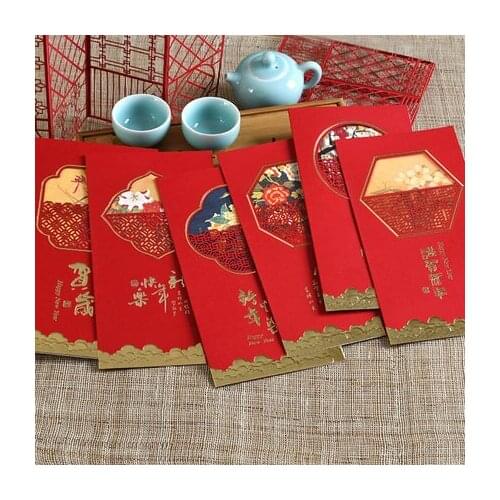 2020 New Year Card Red Laser Cut Paper Craft Art Chinese Happy New Year Card Business Gift Message Card