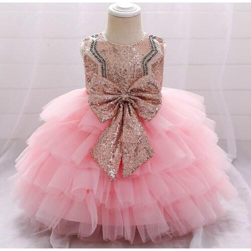 5 Color Cute Bow Puffy Princess Dress Tutu 2021 Christmas Party Girls Dress Children Carnival Costume Baby Clothes Birthday Gift
