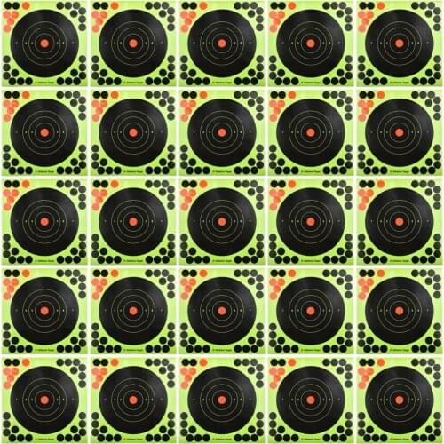 50pcs Target Practice Reactive Splatter Glow Shot Rifle Florescent Paper Removable Target Papers For Shooting Practice