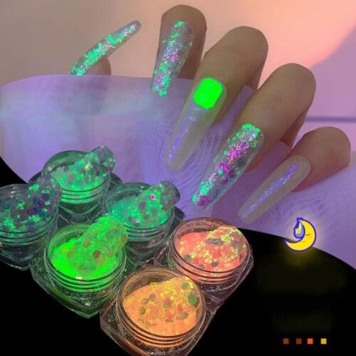6 Boxes Fashion Nail Glitter Sequins Exquisite Detachable Nail Art Salon Tools Luminous Manicure Decoration Accessories