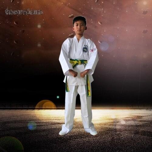 White collar Taekwondo Uniform dobok adult Kids Breathable cotton Karate dobok black collar WTF approved Uniform good fabric