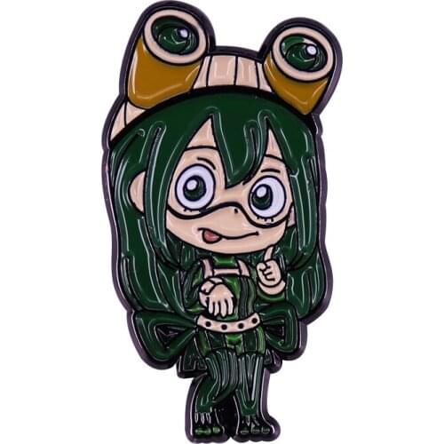 My Hero Academia Froppy Brooch Rainy season heroine Badge cute brave girl Enamel Pin Gift