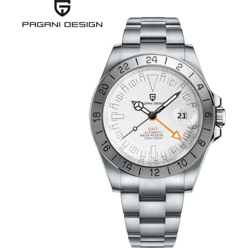 2021 New Pagani Design Mens Automatic Mechanical Watch 42mm GMT Sports Watch 200m Waterproof Stainless Steel Watch Reloj Hombre