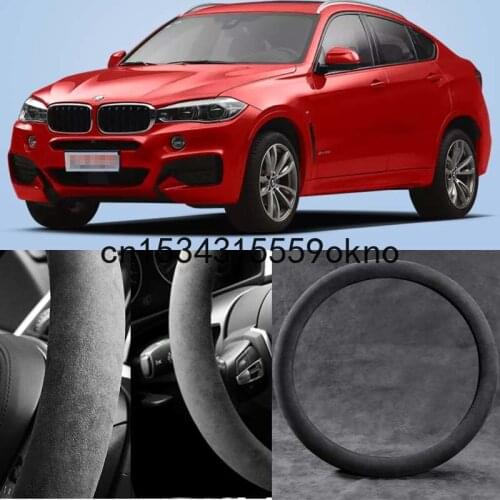 For BMW X6 2010-21 Circular Black Alcantara Suede Car Steering Wheel Cover Car Accessories