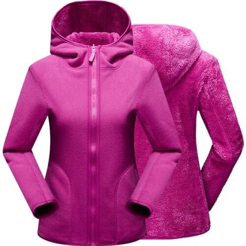 Double-sided Wear Fleece Jacket Men Womens Winter Thermal Softshell Jacket Outdoor Hooded Coat Camping Trekking Hiking Jackets