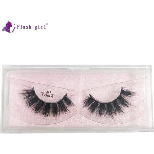 Flash Girl 1Pair 3D Mink Eyelashes Makeup High Quality Eyelash Extension for professionals Handmade Lashes with Packaging FG604