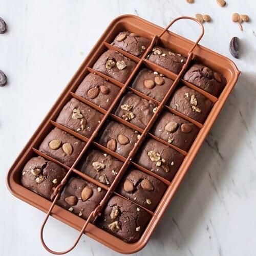 Carbon Steel Square Lattice Brownie Baking Pan 31*20*4.9CM Professional Bakeware Tools 18 Cavity Chocolate Cake Mold 1Pcs