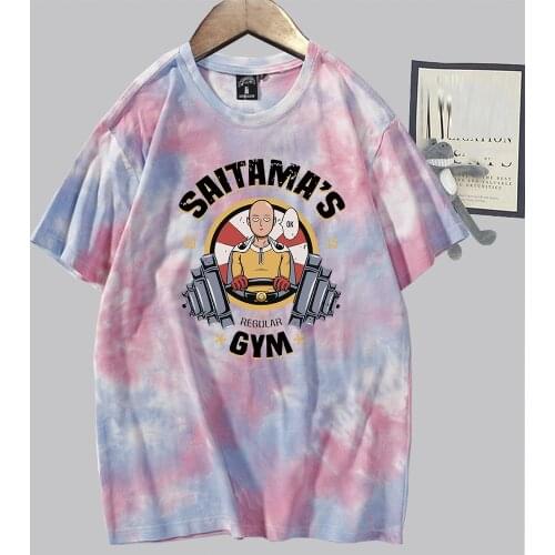 Funny Anime One Punch Man T Shirt Harajuku Saitama Print Tie-dye T-shirt Causal Ulzzang Streetwear Summer Tops Unisex