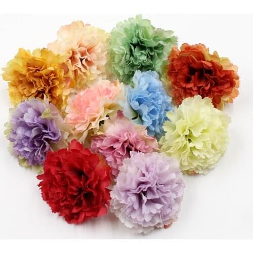 10pcs/lot artificial flower 5cm silk carnation flower head wedding home decoration DIY wreath scrapbook craft fake flowers