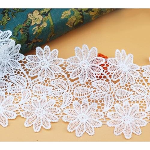 1Yards Embroidery Ribbon Cotton Lace Fabric Flower Daisies Lace Applique 11cm Lace Ribbon Sewing Trim guipure dentelle PL31