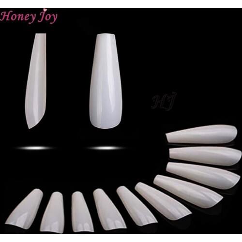 500pcs/bag Clear Natural White Coffin Nails Long Ballerina False Nail Tips 10 Sizes Full Cover Acrylic ABS Material Fake Tip
