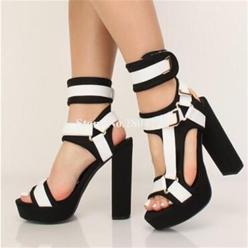Summer Newest Fashion Open Toe Suede Leather High Platform Chunky Heel Sandals Ankle Strap Buckles Thick High Heel Sandals