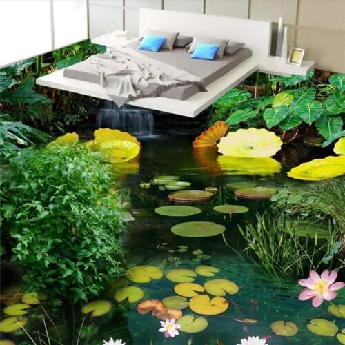 BEIBEHANG Custom wallpaper murals Nature scenery creek goldfish carp waterfall Bathroom bedroom self adhesive 3d flooring