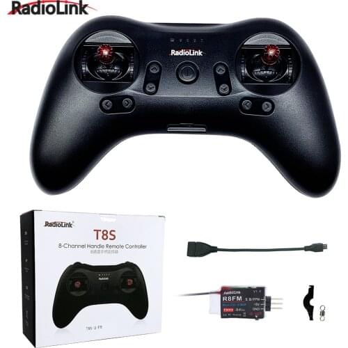 Radiolink T8S 8CH Mini RC Transmitter and R8FM Receiver 2.4G Radio Remote Handle Gamepad Controller for Fixed Wing/Drone/Car