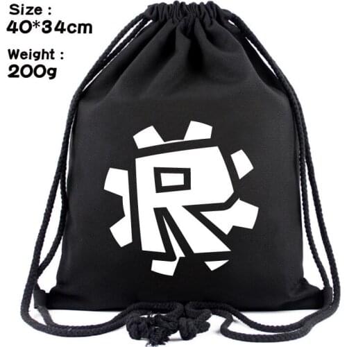Virtual World Robloxing Anime Backpack Drawstring Backpack Canvas Drawstring Pocket Storage Bag School Bag Student Tutoring Bag
