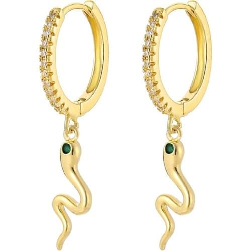 New Fashion Creative Snake Shape Drop Hoop Earrings Punk Geometric Gold Hoop Earrings For Women Girls Hoops Jewerly Gifts 2021