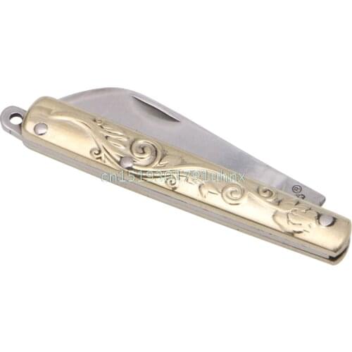 Folding Folder Small Knife Brass Keychain Retro Keyring Pocket Tactical 8cm