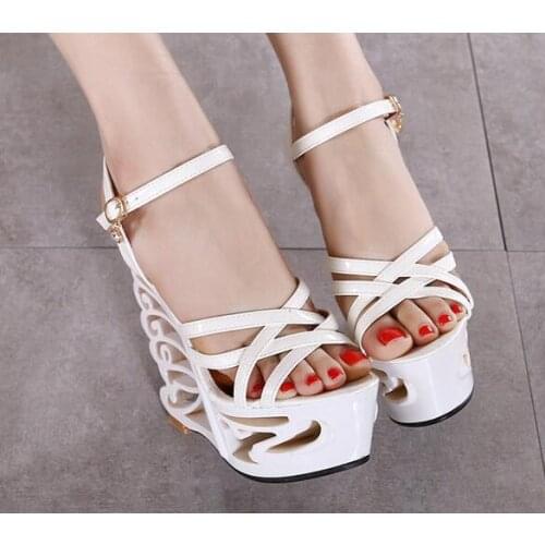 Rhinestones Heterotypic Heel Buckle Strap Sexy Strange Style Heel Summer Women Shoes Retro Novelty Sandals High Heels Shoes