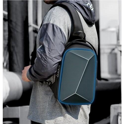 OZUKO Mens Bag Shoulder Hard Shell Bag Multifunction Anti-theft No key Waterproof Male Crossbody Cags Short Trip Chest Pack New